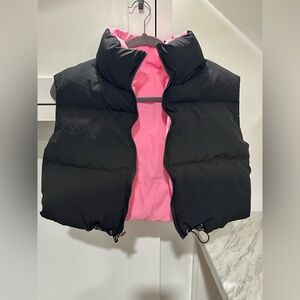 Black and Pink Puffer Vest